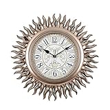 jinyi2016SHOP Wanduhr/Wanduhren Europäische Retro Uhr Sonne Wanduhr Kreative Kunst Dekoration Geeignet for Wohnzimmer Schlafzimmer (Gold) Dekorativ W