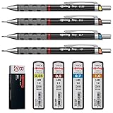 rOtring Tikky 4er Set mit Colourcode 0,35 / 0,5 / 0,7 /1,0 mit Ersatzminen HB und Radierer B20