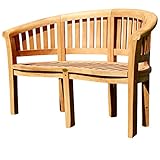 ASS Teak XL Bananenbank Gartenbank Parkbank Sitzbank 2-Sitzer Bank Gartenmöbel 120cm Holz sehr robust Model JAV-C