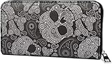 styleBREAKER Damen Geldbörse mit Totenkopf Paisley Print, Reißverschluss, Portemonnaie 02040118, Farbe:Schw