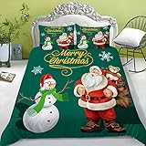 Beddinghouse Bettwäsche Set 135X200 cm 3 Teiliges,Weihnachtsmann Schneemann Bettbezug Set,Junge Mädchen-Baby-Kinderbettwäsche-Set,Mit Verdeckter Reißverschluss,Weihnachtengeschenk