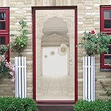 LuSeven fototapeten Weiß Blumen Bögen bauen 80x200cm(31.49 inches * 78.74 inches) Türaufkleber 3D-Türaufkleber PVC Selbstklebende Tapete DIY Home Decoration Simulation Poster Wandaufkleb