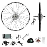 YOSE POWER E-Bike Conversion Kit 36V350W 28' Zoll Umbausatz Freilauf Heckmotor Silber für Elektrofahrrad Schraubritzel mit LCD Display