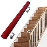 Guomipai Treppe Bannister Handläufe Roter Handlauf Holz 1ft ~ 20ft Komplettkit, Korridor rutschfeste Treppengeländer Unterstützungsstange, Loft Villa Indoor und Outdoor Wall Treair Grab B