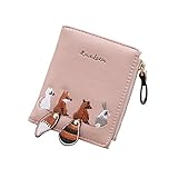 Diyafas Schöne Damen Portemonnaie PU Leder Kurz Reißverschluss Geldbörse Mädchen Kleine Kartenhalter Brieftasche Münze T