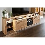 Lowboard mit TV-Aufsatz inkl. LED-Beleuchtung Massive Wildeiche Fronten B/H/T ca.: 230/66/40