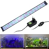 VARMHUS Aquarium LED-Leuchte, Aquarium LED-Leuchte, dimmbar, LED-Aquariumleuchte mit verstellbarer Halterung für Zierfische, Tropenfische, Wasserpflanzen, Süß- und Meerwasser (116-136CM, 38W)