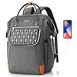 YIORMIOR Rucksack Damen für 15.6 Zoll Laptop, Schulrucksack Mädchen Teenager mit USB Ladeanschluss für Schule Uni Reisen Freizeit Job mit Laptopfach & Anti Diebstahl T