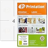 Printation 105 x 148,5 mm Power Etiketten Haft-PLUS stark haftend, selbstklebend bedruckbar, 100 Blatt DIN A4 400 105x148 Universal Adressaufkleber Versand-Aufkleber Versand-Etiketten weiß DPD DHL