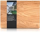 EKFJAELL Premium Schneidebrett Eiche Massiv 45 x 30 x 3 cm, mit anti-rutsch-Füßen, antibakteriell & Sonnenblumenöl-behandelt inkl. Griffmulden - Schneidebrett Holz, Servierplatte, Servierb
