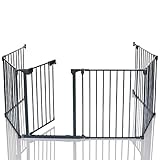 LCP Kids Baby Kaminschutzgitter Metall Laufgitter mit Sicherheitstür faltbar, 355 cm Länge, G