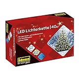 Idena 8325056 - LED Lichterkette mit 40 LED in warmweiß, mit 8 Stunden Timer Funktion und Transformator, ca. 11,9 m lang, Innen- und Außenbereich, für Partys, Weihnachten, Deko, H