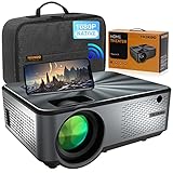 Full HD Native 1080P WiFi Bluetooth Mini Beamer Heimkino 2.4G/5.0G Projektor Unterstützt 4K & 50% Zoom Eingebaute Dual Lautsprecher, Kompatibel mit TV-Stick, HDMI, VGA, USB, Laptop (C9-UK)