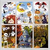 9 Blätter Halloween Fensteraufkleber,Halloween Sticker Deko,Happy Halloween Sticker,Kürbis Aufkleber für Fenster,Türen,Schaufenster,Vitrinen Partydek