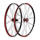 Felgen 26 27.5 Zoll Fahrrad Laufradsatz Doppelwandige MTB Felge Scheibenbremse QR 24H kompatibel 7 8 9 10 11 Geschwindigkeit (Color : Red, Size : 27.5inch)