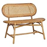 Rafia Rattan Bistro Sitzbank 104 cm in Natur aus hochwertigem Rattan-Geflecht, gemütlicher Bank mit hohem Sitzkomfort im Retro-Look