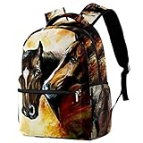Rucksack Ölgemälde Pferde Schulrucksack Wasserdicht Schultaschen Jungen Teenager Mädchen Kinder Schulranzen School Bag 29.4x20x40