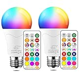 iLC LED Lampe ersetzt 85W, 1050 Lumen, RGB Glühbirne mit Fernbedienung Farbwechsel Farbige Birne warmweiß (2700 Kelvin), Edison E27 (2-er Pack)