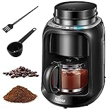 Yabano Grind und Brew Filterkaffeemaschine, 2 IN 1 Kaffeemaschine mit Mahlwerk, Timer, doppeltes Bohnenfach, Auto Warm Halten & Auto Ausschalten, 600 ml Thermoskanne, schw