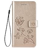 Hpory Kompatibel mit Galaxy S3 Hülle, Samsung Galaxy S III Neo Handyhülle Retro Muster PU Leder mit Handschlaufe Strap Geldbörse Wallet Case Cover Schutzhülle Tasche + 1 x Hpory Stylus - Rose G