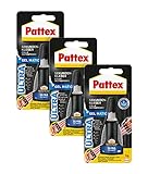 Pattex Sekundenkleber Ultra Matic Gel, extra starkes Sekundenkleber Gel für schnelle, flexible Sofortreparaturen, wasserfester Kleber für die meisten Materialien*, 3x3g