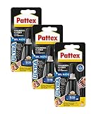 Pattex Sekundenkleber Ultra Matic Gel, extra starkes Sekundenkleber Gel für schnelle, flexible Sofortreparaturen, wasserfester Kleber für die meisten Materialien*, 3x3g