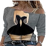 WAQD Damen T-Shirts Slim Fit Tshirt Sexy Bluse Cold Shoulder Basic Shirt Drucken Blusen Pailletten Spitzenspleißen V-Ausschnitt Tops Kurzarm Tee Mode Tunika Teenager Mädchen Kalte Schulter B