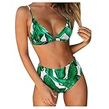 Badeanzug MäDchen Schwimmanzug 86 High Waist Bikini Schnalle Tankini Mit Push Up Schwimmanzug Damen Mit Bein Badeanzug Damen GroßE GrößE 46 Schwarzes Tankini Oberteil(Green, S)