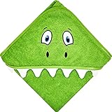 Hyggeglück® Kapuzenhandtuch für Babys & Kleinkinder, Motiv Dino | 100% Bio-Baumwolle | 75 x 75 cm | Stoffgewicht 380 g/m² | Handtuch/Badetuch mit Kap