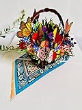 3D-Blumen-Bouquet, Pop-Up-Karte, 3D-Blumenkorb-Karte für Freundin, Ehefrau, Mutter, Oma, Lehrer, Muttertag, Jahrestag, Dankeschön, Glückwünsche, F07