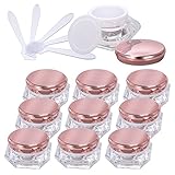 ZEOABSY 12 Stück Transparent Acryl Diamant-Form 30 ml Kunststoff Leerdose mit Rosa Schraubverschluss, 30 ml Cremedose Tiegel Reise Döschen, für Lotion, Nailart Lippenbalsam C