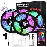 Bewahly LED Strip 20M, Bluetooth RGB LED Streifen, Dimmbar LED Lichtband mit Fernbedienung, Steuerbar via App, LED Stripes Sync mit Musik, Farbwechsel LED Band Selbstklebend für Zuhause, Party, B