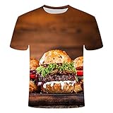 ZIXIYAWEI 3D Gedruckte T-Shirts Für Männer,Buntes Leckeres Essen Pommes Frites Muster Unisex 3D Gedruckt T-Shirt Sommer Personalisierte Lässige Kurzarm T-Shirts Tops-XXL