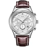 BUREI Herrenuhren Elegante Chronographenuhr für Herren Weiches Lederarmband Business Luxury Sport Sty