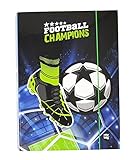 Theonoi Stabile Kinder Box Sammelbox Heftbox Heftmappe Sammelmappe für Schulranzen Dossier Ordner mit Gummizug Gummiband und Innenklappen DIN A4 für Jungen & Mädchen (Fußball Football)