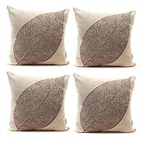 Luxbon 4 Stück Vintage Baumblatt Vene Herbst dauerhaft Leinen Kissenbezug Wurfkissen Cafe Haus Deko Geschenk 18x18 '' 45x45