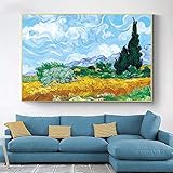 Van Gogh Zypresse im Weizenfeld Leinwand Kunst Gemälde Berühmte Impressionist Gemälde Reproduktionen Wandbilder Wohnkultur 20x30in (50x75cm)3pcs R