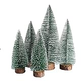 DaMohony Künstlicher Mini-Weihnachtsbaum aus mattiertem Kiefernholz, weiße Zeder, für Schreibtisch, Zuhause, Büro, Dekoration, 5 Stück