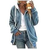 MRULIC Mode Hoodies Sweatshirt Dicker Herbst und Wintermantel mit Kapuze Slim Damen Kapuzenpullover(A2 Blau,44)