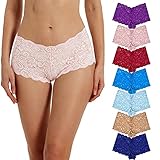 Umiehary Transparente Spitze Hohe Taille BoyShort Panties freche sexy Dessous Sheapwear Unterwäsche Regular & Plus Size, 7 Stück verschiedene Farben Boyshorts, M