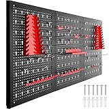 tectake 403559 Werkzeuglochwand aus Metall, 120 x 60 x 2 cm, dreiteilige Werkzeugwand, erweiterbar, inkl. 25-teiliges Werkzeughalter Set mit Haken und Halterungen, schw