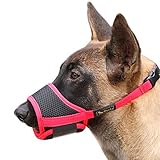 HEELE Nylon-Maulkorb Für Hunde, Verstellbare Schlaufe, Atmungsaktiv, Sicherer, Schneller Sitz Für Kleine, Mittelgroße Hunde, Verhindert Das Beißen, Kauen Und Bellen (L, rot)