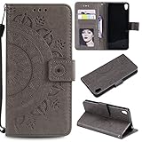 FEYYXI Handyhülle für Sony Xperia XA Hülle Leder Schutzhülle Brieftasche mit Kartenfach Stoßfest Handyhülle Case für Sony Xperia XA - FEHH11417 G