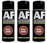 Alex Flittner Designs 3X RAL Lackspray Autolack Buntlack Spraydose RAL3009 OXIDROT