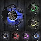 XDG Darts-Wanddekoration, modernes Design, Wanduhr, Dartscheibe, Schallplatte, Wanduhr, Persönlichkeit, Dekoration für Nachtclub, Pub (Size : 12 inches with LED)