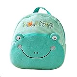 super süß Babyrucksack mit niedliche 3D TierchenMuster, weich Rucksack, Softrucksack, Kindergartenrucksack Kindergartentasche, Schultasche Kinder (Green Frog)