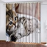 TTBBBB Vorhang Kinderzimmer Flecken Katzen B 234 x H 183 cm Soft Blickdicht Vorhang Gardinen Raumverdunkelung mit Ösen Ösenvorhang für Schlafzimmer Wohnzimmer 2er S