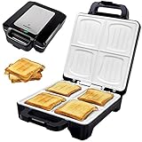 Syntrox Germany 1600 Watt XLC Muschel Sandwichmaker mit Keramikbeschichtung zur Herstellung von 4 Sandwiches gleichzeitig