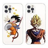 Eouine [2 Stück] Schutzhülle für Apple iPhone 6/6S 4.7'' Cartoon Transparent Hülle, Schwarz Stoßfest TPU Silikon mit Cool (Goku-Ultra-Instinc) Muster, Dragon-Balls Handyhülle Kompatibel mit iPhone 6