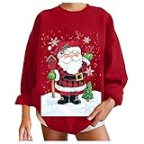 2021 Neuer Weihnachtspullover für Frauen Sweatshirt Herbst Übergröße Pullover Langarm Trendy Langarm Tops T-Shirts Oberbekleidung für Damen Teenag